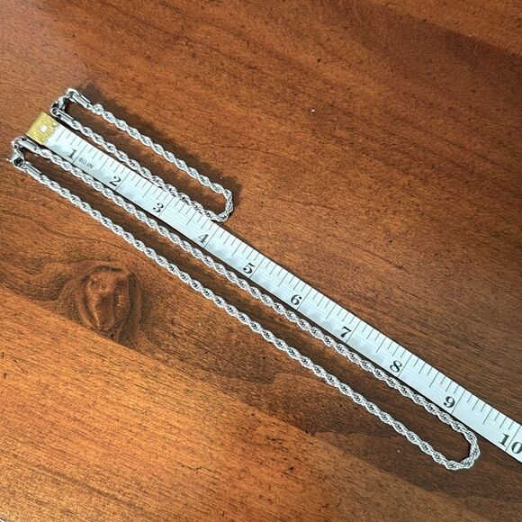 Men’s Rope Chain Necklace & Bracelet Gift Set | Sleek Silver Tone Hip Hop Style - Picture 7 of 7